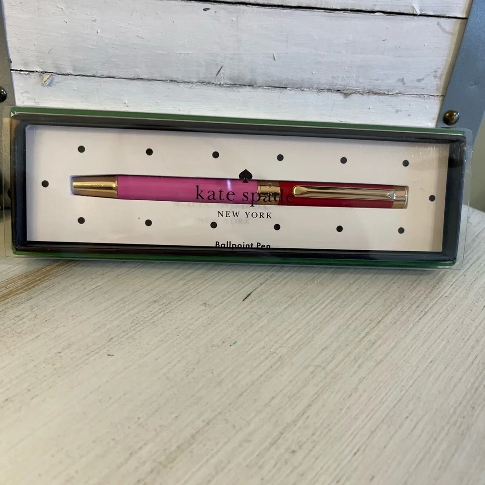 Kate Spade Red & Pink Color-block  Ballpoint Pen in Gift Box NWT